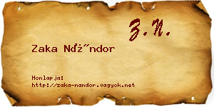 Zaka Nándor névjegykártya